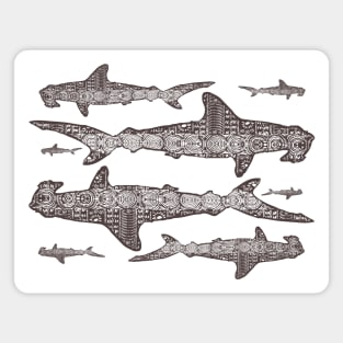 Surf Hammerhead Sharks Internal Hawaiian Pattern Magnet